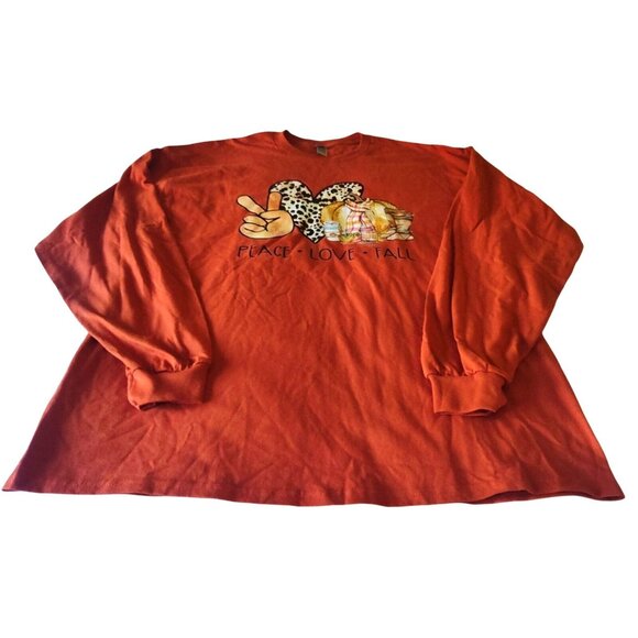 Gildan XL Peace Love Fall Long Sleeve 100% Cotton T-Shirt - Picture 5 of 14
